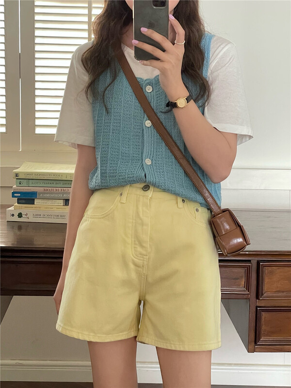 [feeding] Korean versatile casual denim shorts ys2-5853# cqw