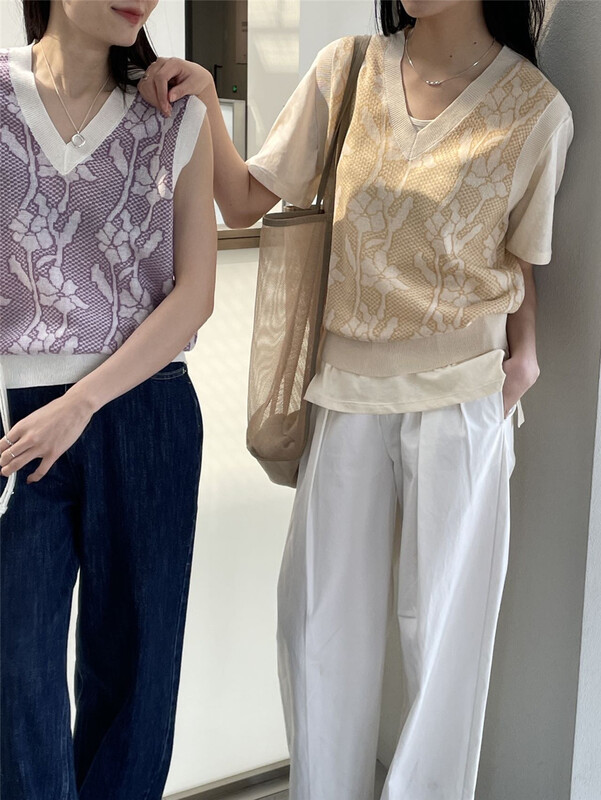 New year in early spring! [clean space] artistic temperament leisure flower vest / sling 31511# CLS
