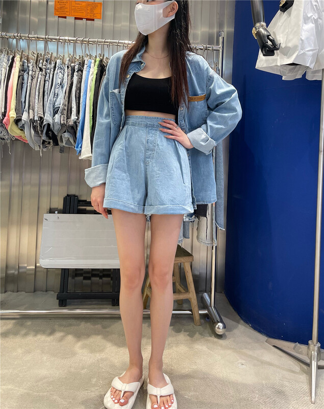 [3 +] Korean fashion denim jacket + loose and versatile Denim Shorts Set 7028# ozq
