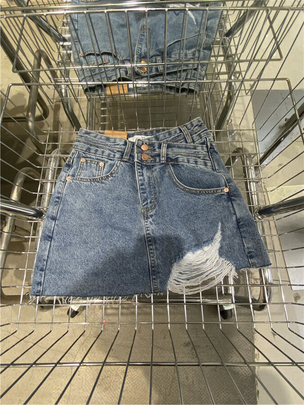 [3 +] Korean worn Hip Wrap denim skirt a2063# ozq