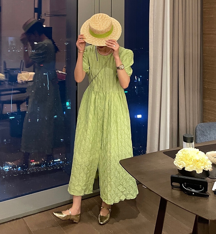 New in early summer! [A-One] gentle single breasted simple dress 9890# LSW