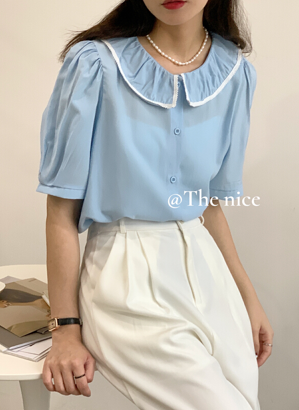 [the nice] Korean small fresh color matching shirt a9185# hjy