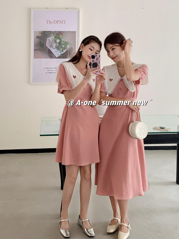 [A-One] Korean large lapel waist length dress 22151# hjy