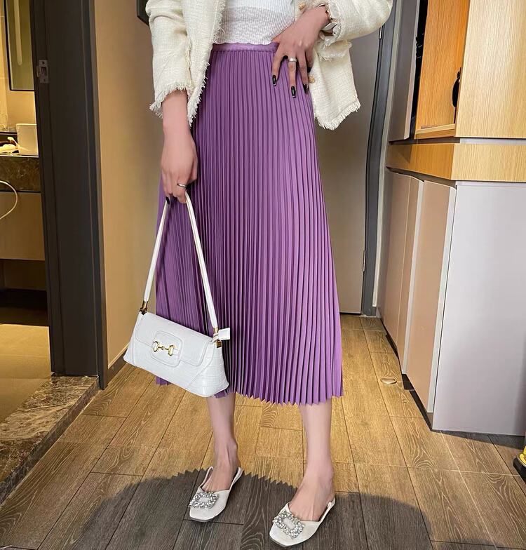 New in early summer! [love in clothes] high waist color candy color hanging feeling high pleated A-shaped skirt 9910# Cl