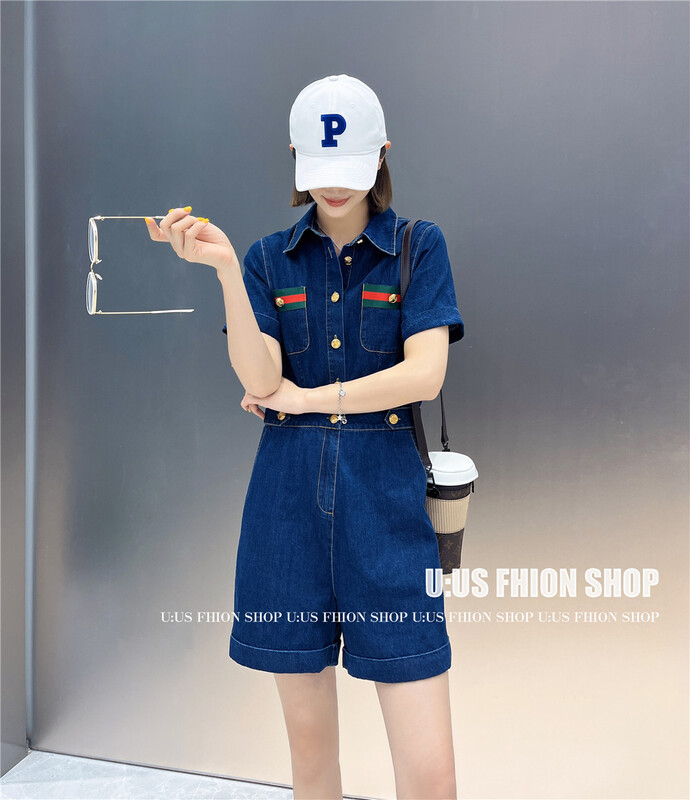 [UUS] breasted pleated short sleeved dress 222519# zyh