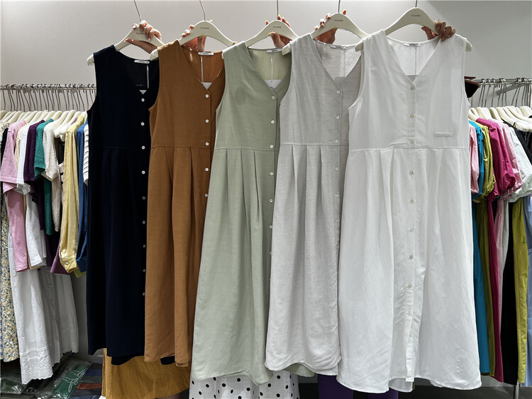 [feeding] Korean version solid color loose vest dress 3523-d5# cqw