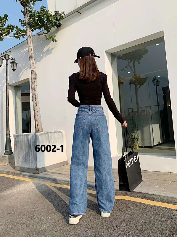 [Mina] Korean style non elastic floor dragging jeans 6002# LSW with rough edge design