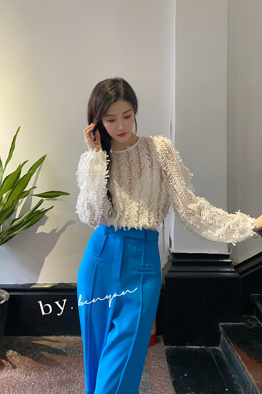 [benyan] Korean style short drawstring sweater with rough edges 9868# zxx