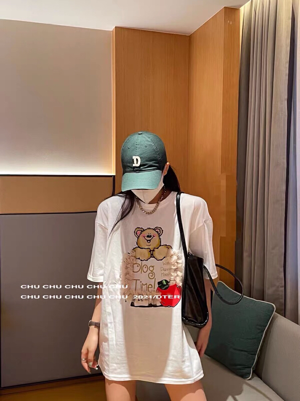 [JX] round neck temperament cute tie print short sleeve T-shirt t1528# WTT