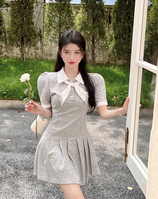 [DS +] Korean villain thin color matching dress 3175# JJ
