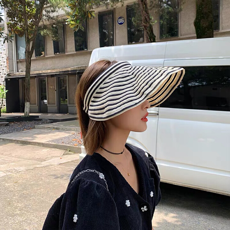 [aestheticism hat industry] stripe versatile sunshade hat 3172# LSL