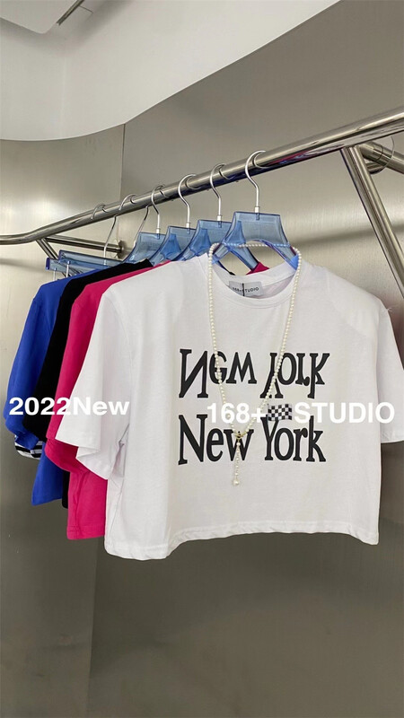 [168 +] Korean alphabet printed short sleeve T-shirt 2505# WTT
