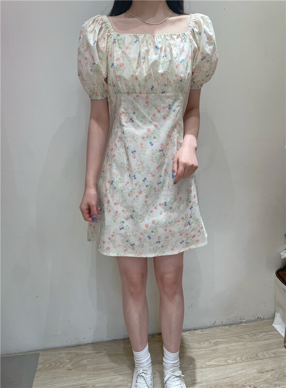 [sugar offices] square neck small fresh floral dress 1156# HBx