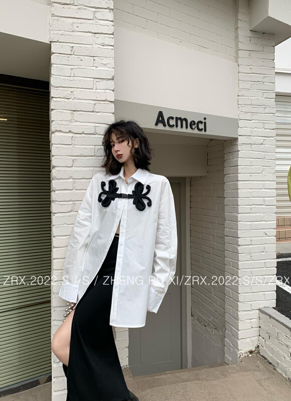 [zhengruxi] loose and simple single breasted shirt 11539# WTT