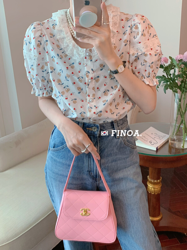 [finoa] broken flower sweet aging shirt 10498# CLS
