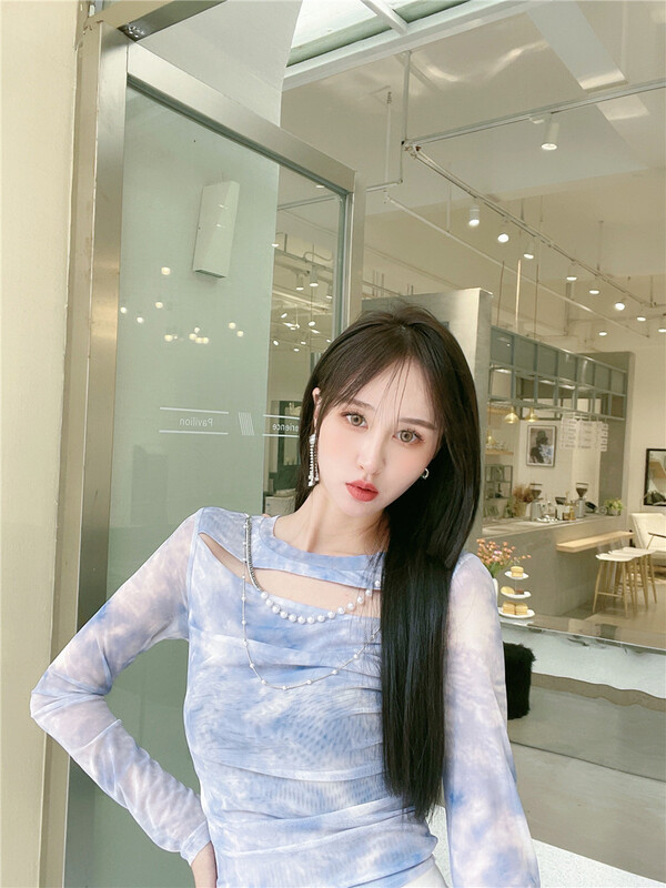 [M & M] personalized sunscreen tie dyed bottom shirt (detachable with chain) 16311# PCZ