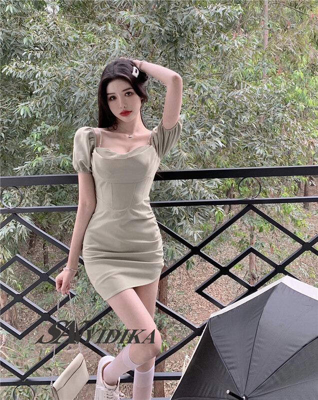 New in early summer! [aiyidika] Korean soft aging square neck dress 686# JJ