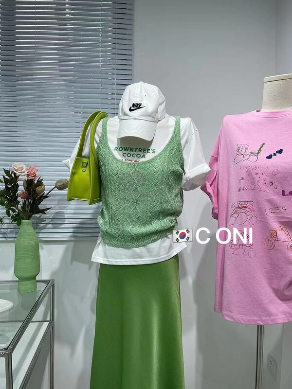 [C oni] beautiful blue ~ children's fun letters contrast short sleeve T-shirt c365-c1550# HLL