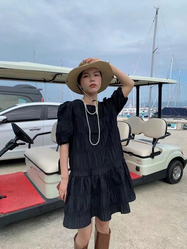 goods in stock! [ward front] bubble sleeve thin dress w6016# zxl