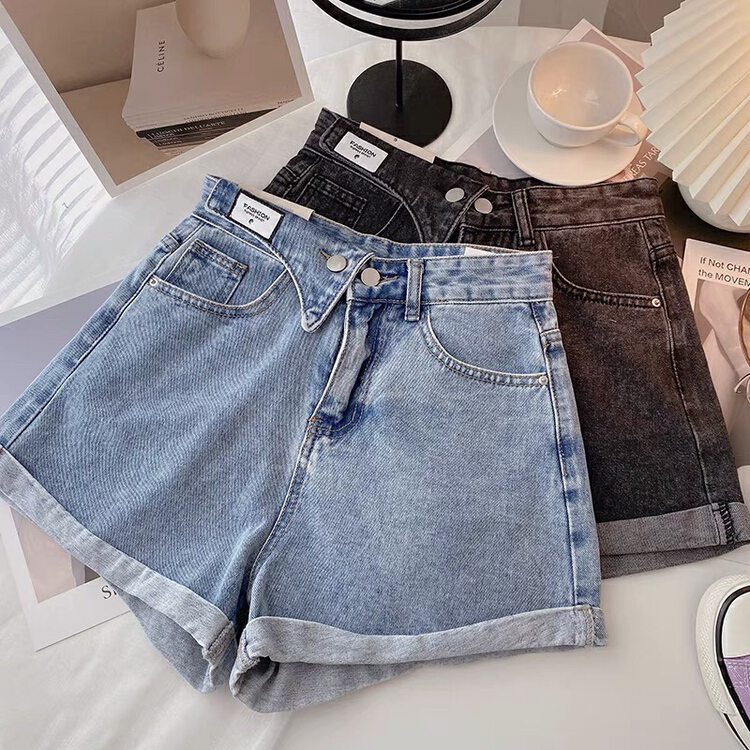 New in early summer! [mate fashion] Korean version of high waist, thin and high denim shorts 5021# ozq