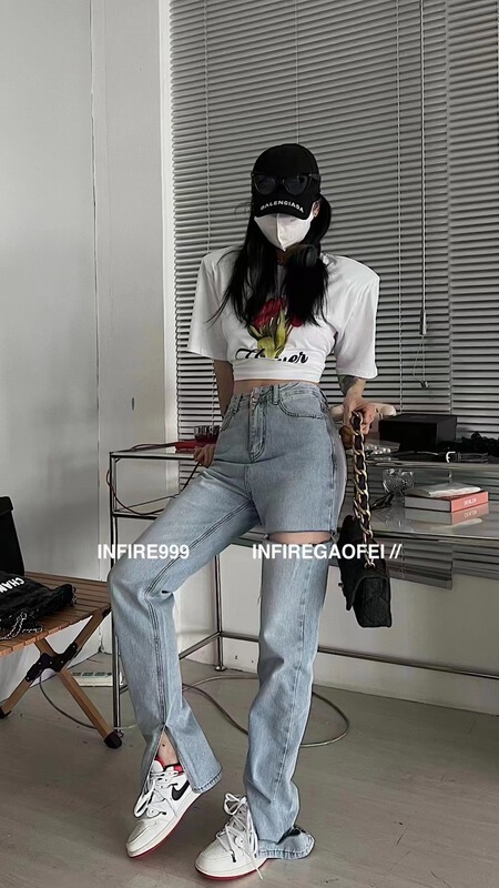 [c.h.z] jeans 6570# WTT with slit and hole at hem
