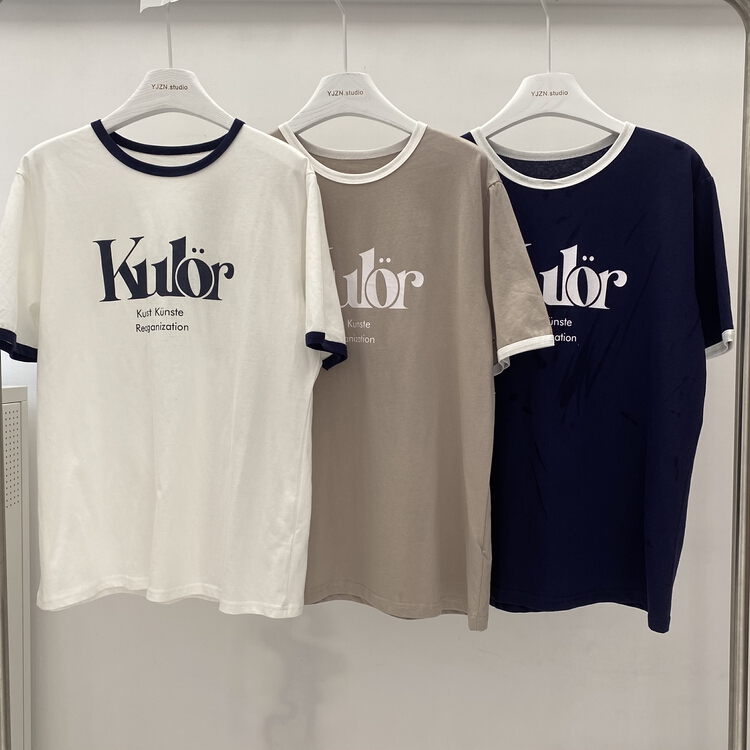 New in early summer! [within one boundary] color stitched letter printed short sleeve T-shirt 8381# LSW