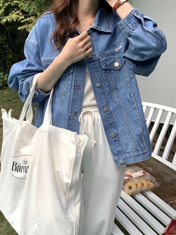 New year in early spring! [T.G] temperament Versatile Single breasted solid color denim jacket 16620# cqw