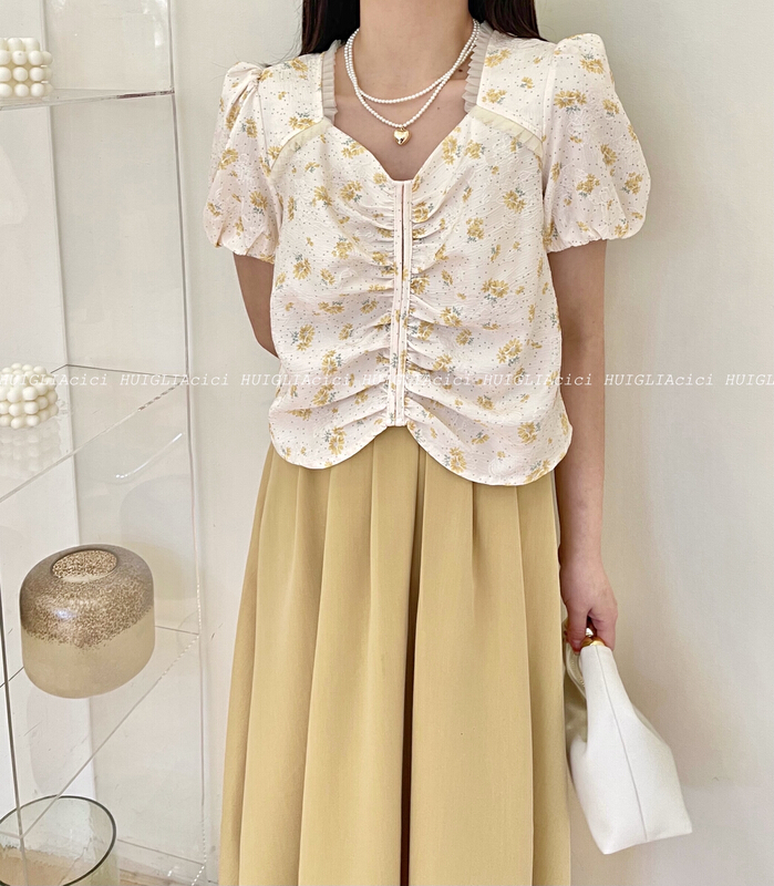 [Cinderella CICI] Korean floral temperament short shirt ys3-8651# ZSY