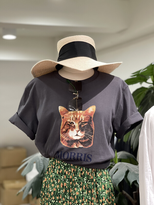 [trust me] Korean cat print versatile short sleeve T-shirt 66740# ozq