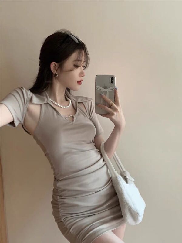 [Doudou family] love hanging Bo dress + short blouse set 88303# CLS