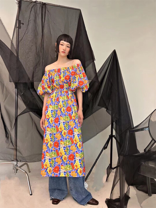 New in early summer! [D22] Korean minority romantic one shoulder dress 2203010# zxx