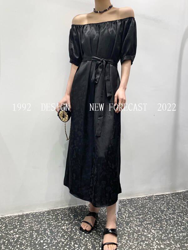 [1992] jacquard one shoulder slim dress (with belt) 3796# L