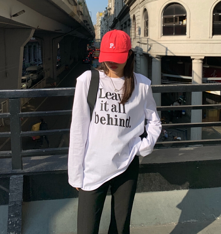 goods in stock! New year in early spring! [Nina life] letter print versatile long sleeve T-shirt 3857# XJ