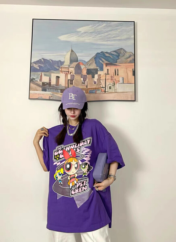 New in early summer! [kakamee] Guochao cartoon animation flying little policewoman short sleeved T-shirt s322# LSL
