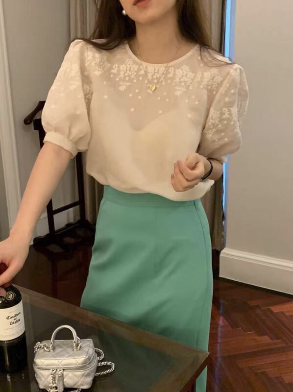 [I-D] Korean embroidered versatile blouse ys8167# ll
