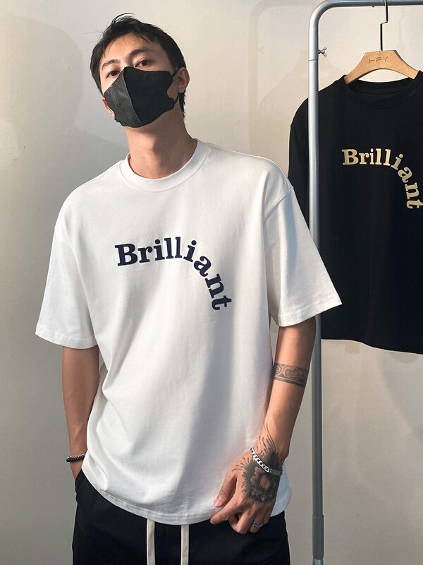 [TPY] fashionable and versatile letter printed round neck short sleeve T-shirt 9175# ZZL