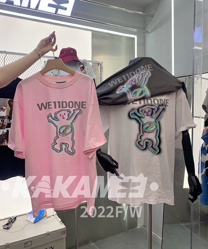 [kakamee] tide brand luminous color painting bear large short sleeve T-shirt ys1-3978# LSL