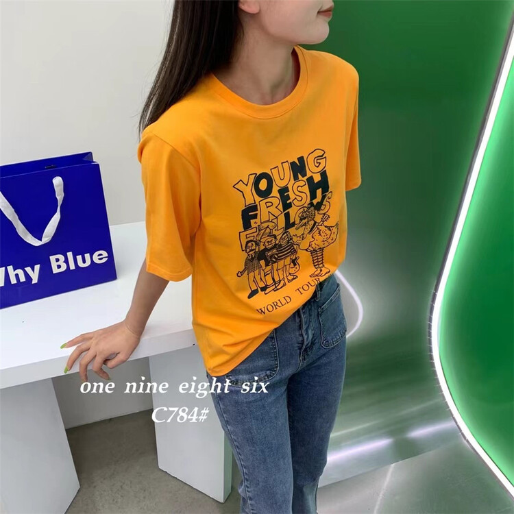 New in early summer! [1986] Korean round neck cartoon printed short sleeve T-shirt ys1-784# XYY