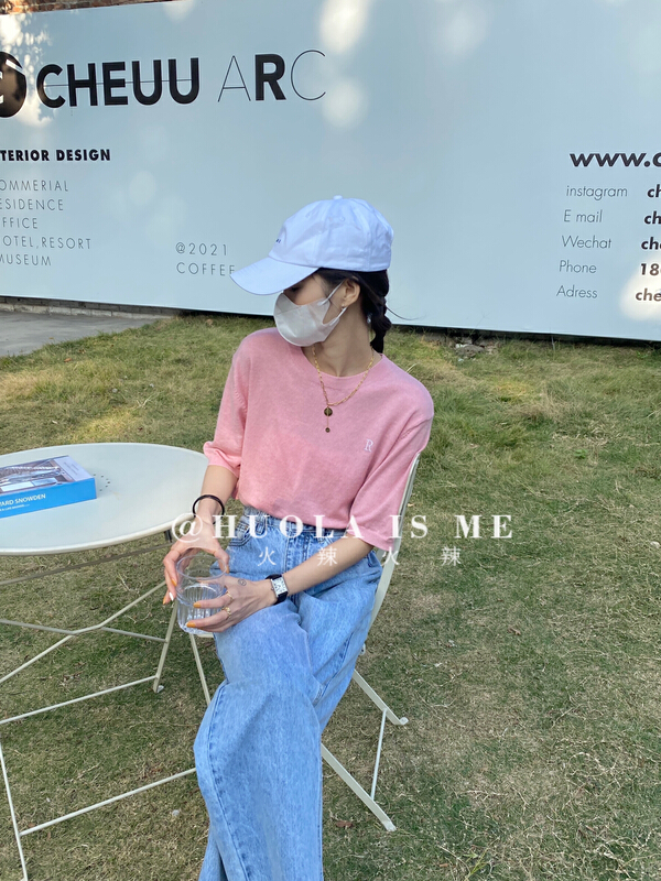 New year in early spring! [hot Huola is me] Korean embroidered letters Casual Short Sleeve T-shirt 7531# cqw