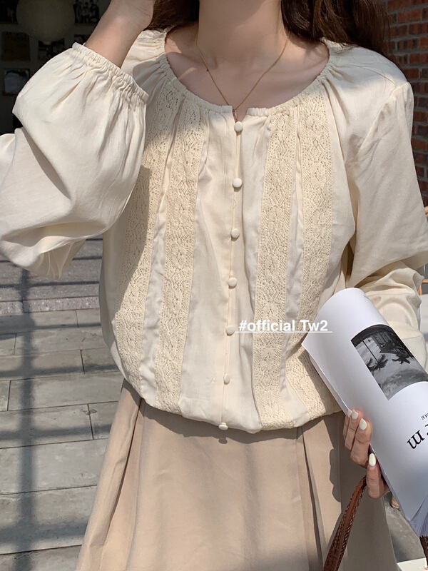 New year in early spring! [TW2] gentle wind round neck lace blouse 15235# HBx