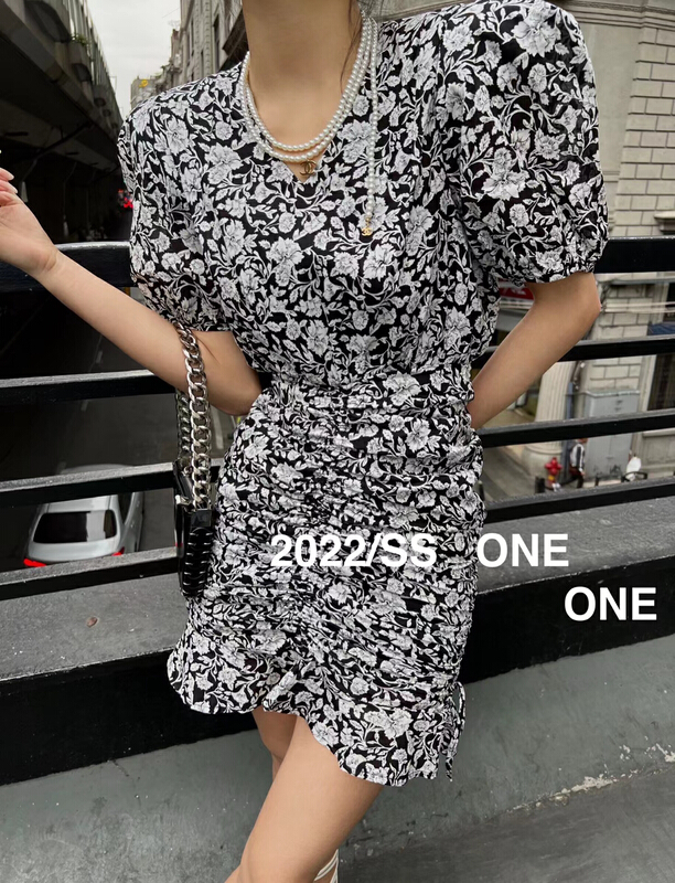 [one] Korean style V-neck dress 18136# ozq
