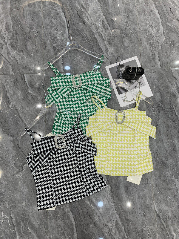 New in early summer! [Linna] thousand bird lattice bow vest / sling 82760# zxx