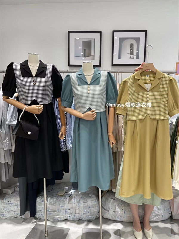 goods in stock! [miss. Y] minority design color matching dress 3380# zxx