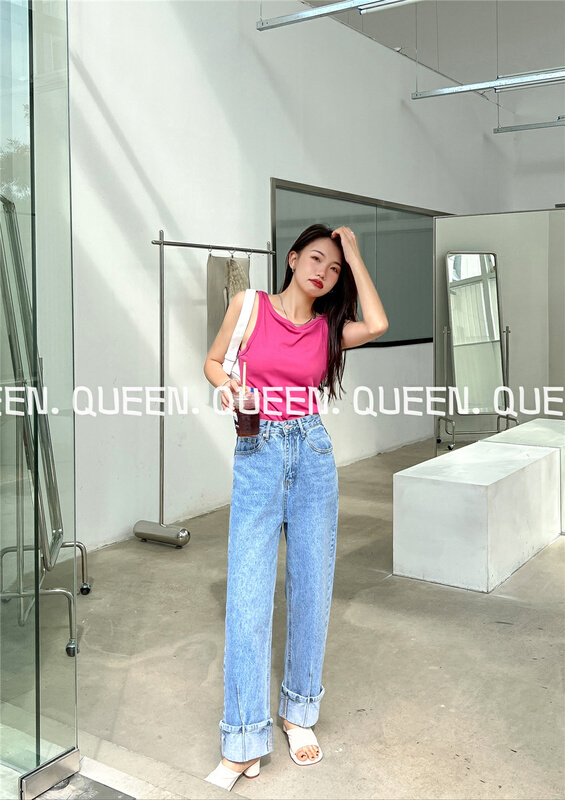 早春上新！【QUEEN1】韓版寬鬆直筒牛仔褲  562#  XYJ