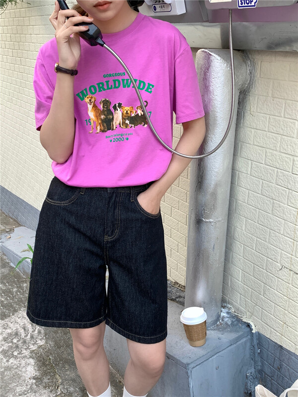 [feeding] Korean pattern printed Casual Short Sleeve T-shirt 8885-k6# cqw