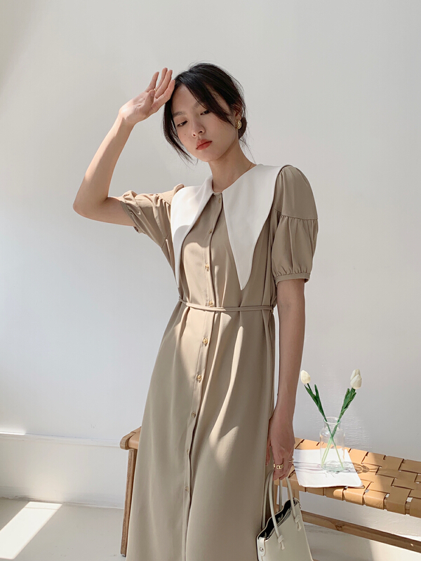 [context sense] Korean age reducing waist dress (with waist rope) mnc203-3# CLS