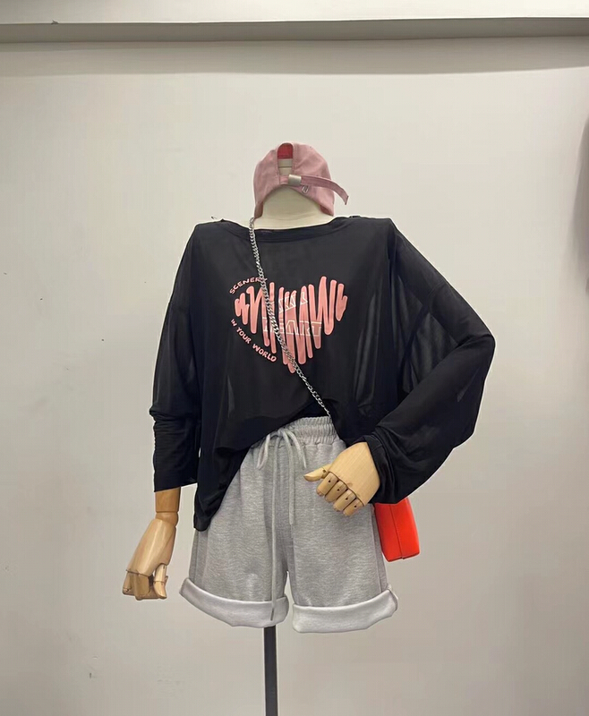 [US] Love Print loose long sleeve T-shirt f106# XYY