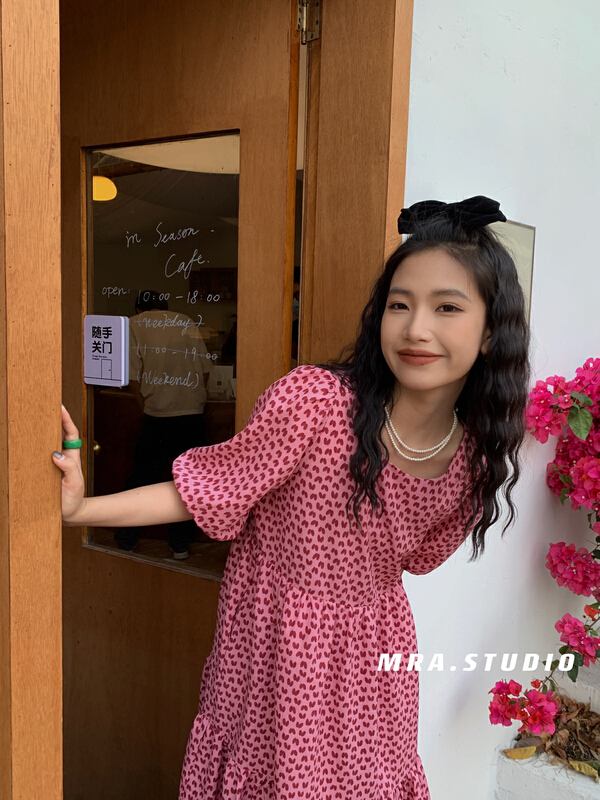 New in early summer! [MRA] Korean style sweet love bubble sleeve dress a2008# zxl