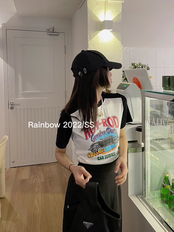 New in early summer! [rainbow] Raglan sleeved Spice Girls short sleeved T-shirt 08090# WTT