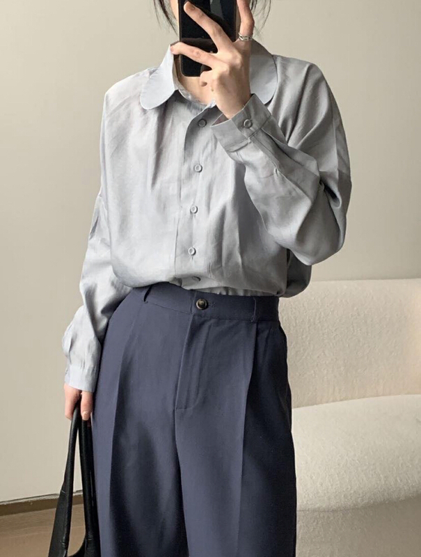 [seek peach] simple solid color baby collar shirt 80075# ll